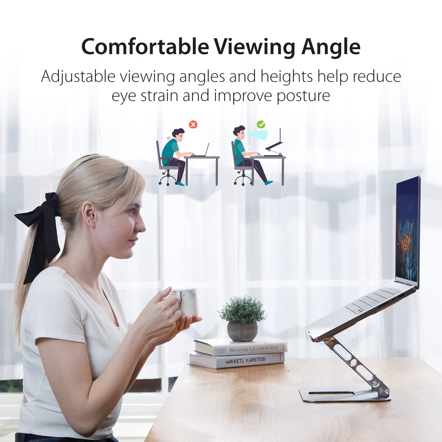 j5create Multi-Angle Aluminum Laptop Stand, Ergonomic Notebook Riser, Suitable