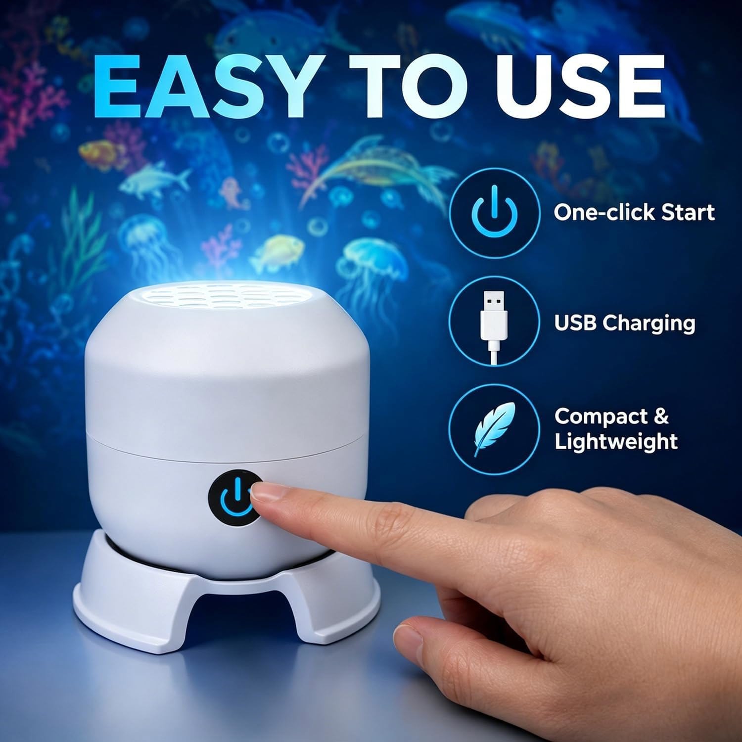 Dynamic Rotating Led Projector Lights Ocean Scene Rotating Night Lamp for Kids