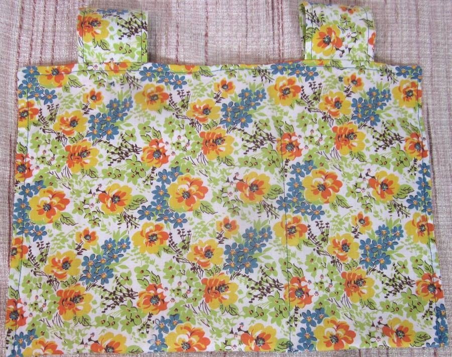 Home Made Walker Bag, 9½" x 14" Flower print with orange lining.