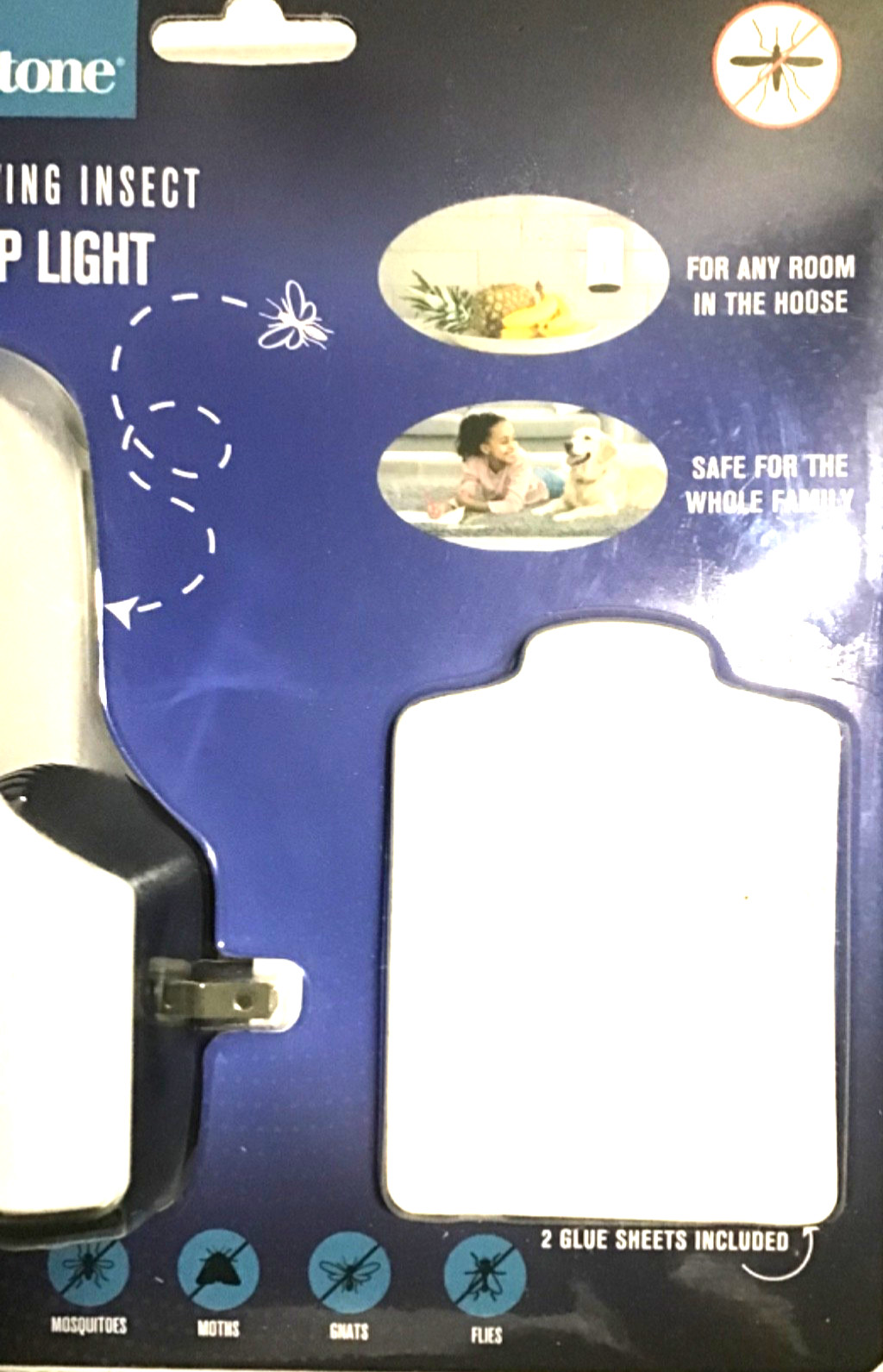Brookstone Plug-in Flying Insect Glue Trap Light w/ 2 Glue Sheets NEW