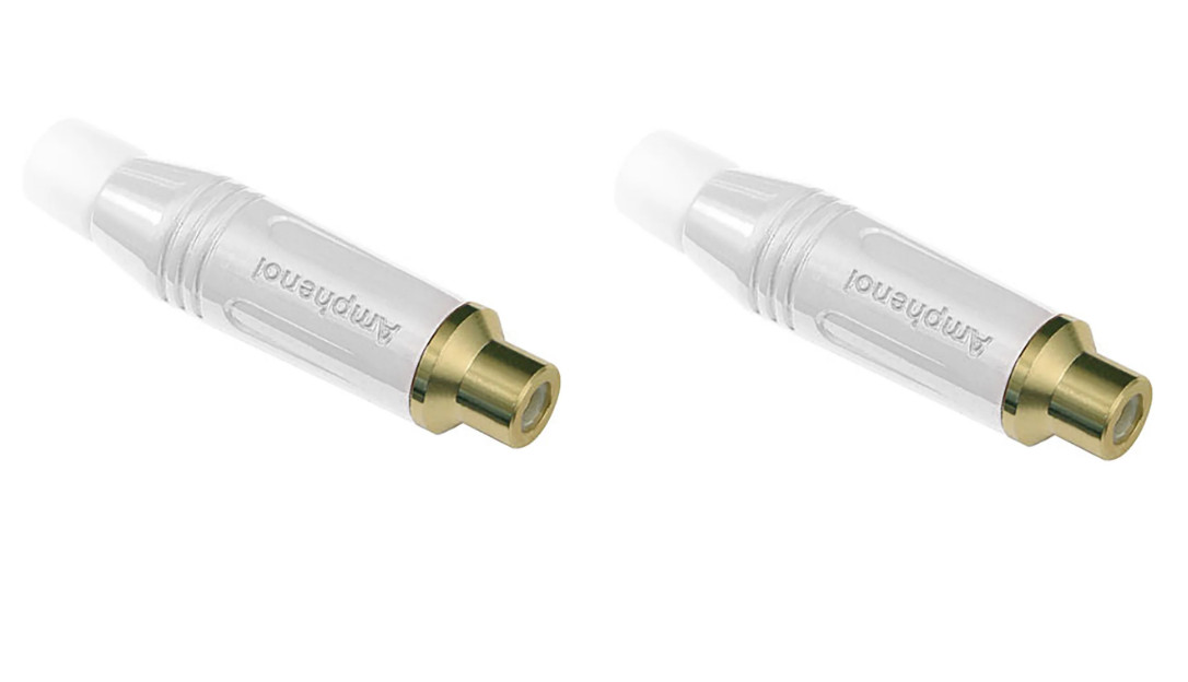 2 lot Amphenol - ACPR - Diecast RCA Connector Female  - Phono Socket,  White