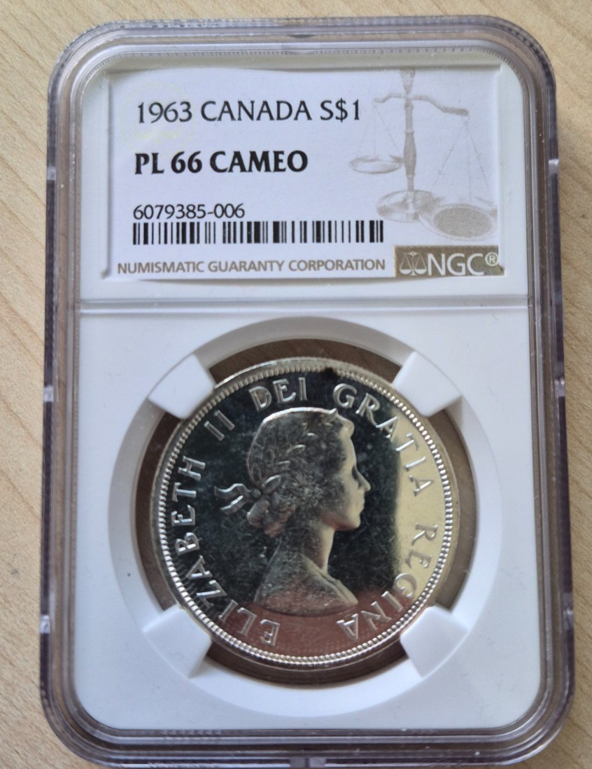 1963 $1 Canada Silver Voyageur Dollar, NGC PL66 CAMEO