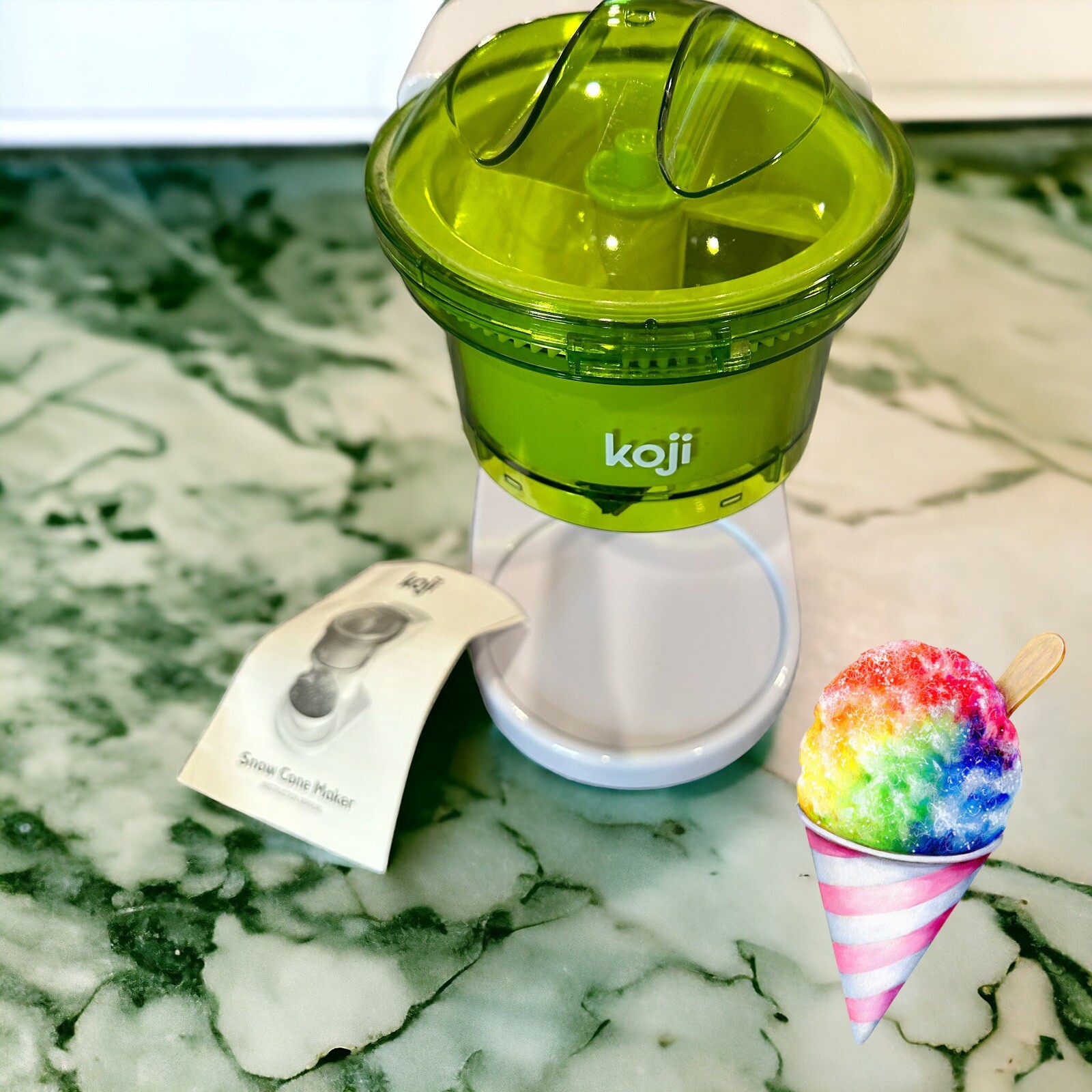 Koji Snow Cone Maker Electric Shaved Ice Machine Kitchen Green White New No Box