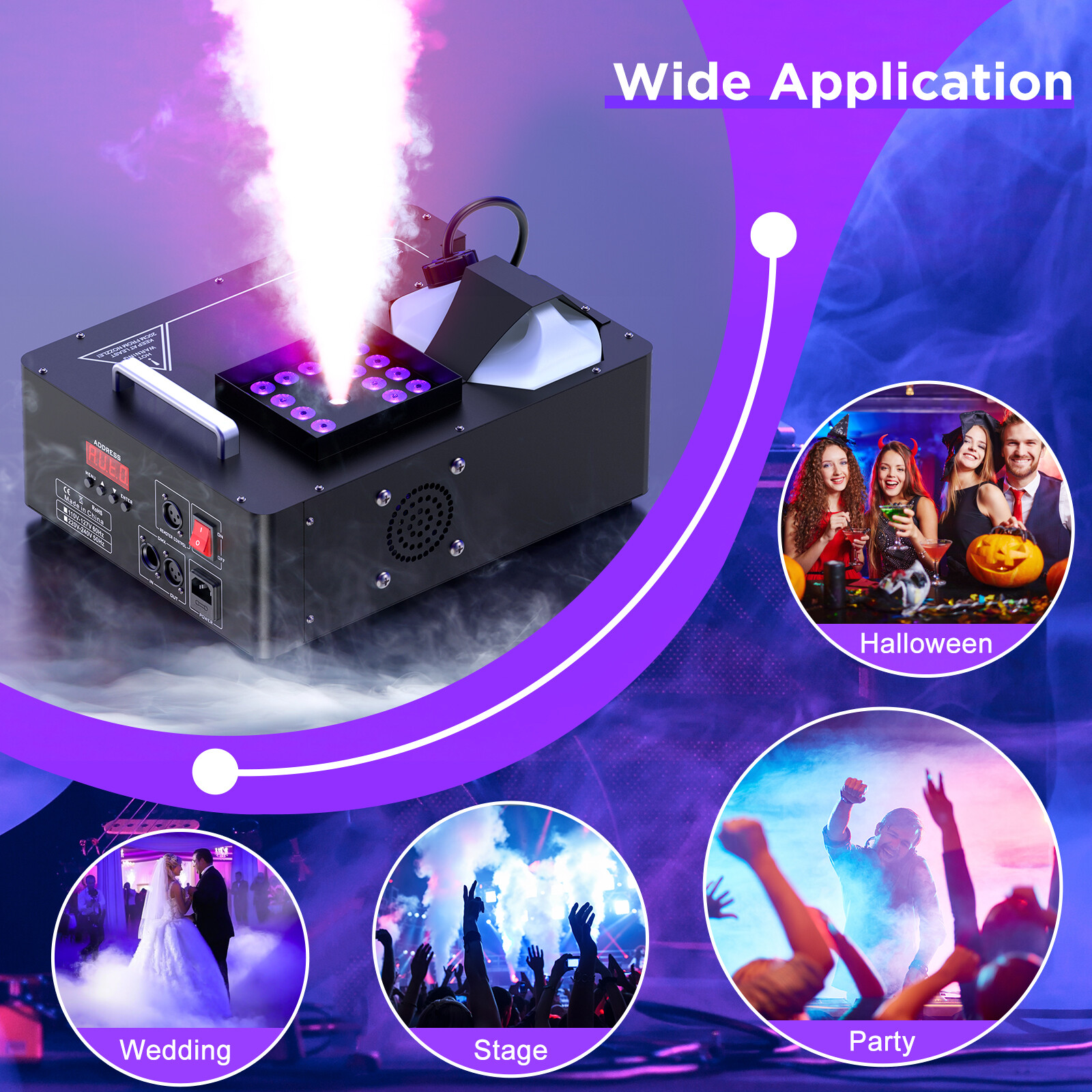2000W RGB LED DMX512 Fog Machine Vertical Spray Stage DJ Smoke Machine Fogger