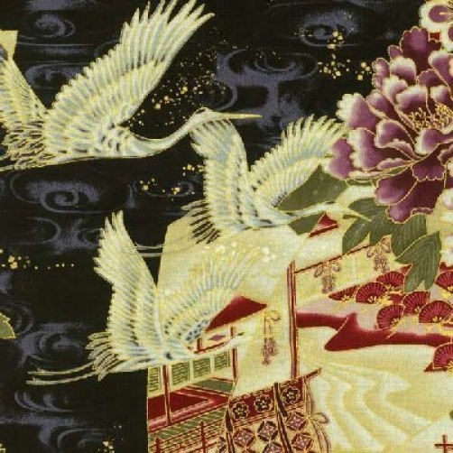 RJR Han e mai #0515-03 QUILT FABRIC Collection on Black