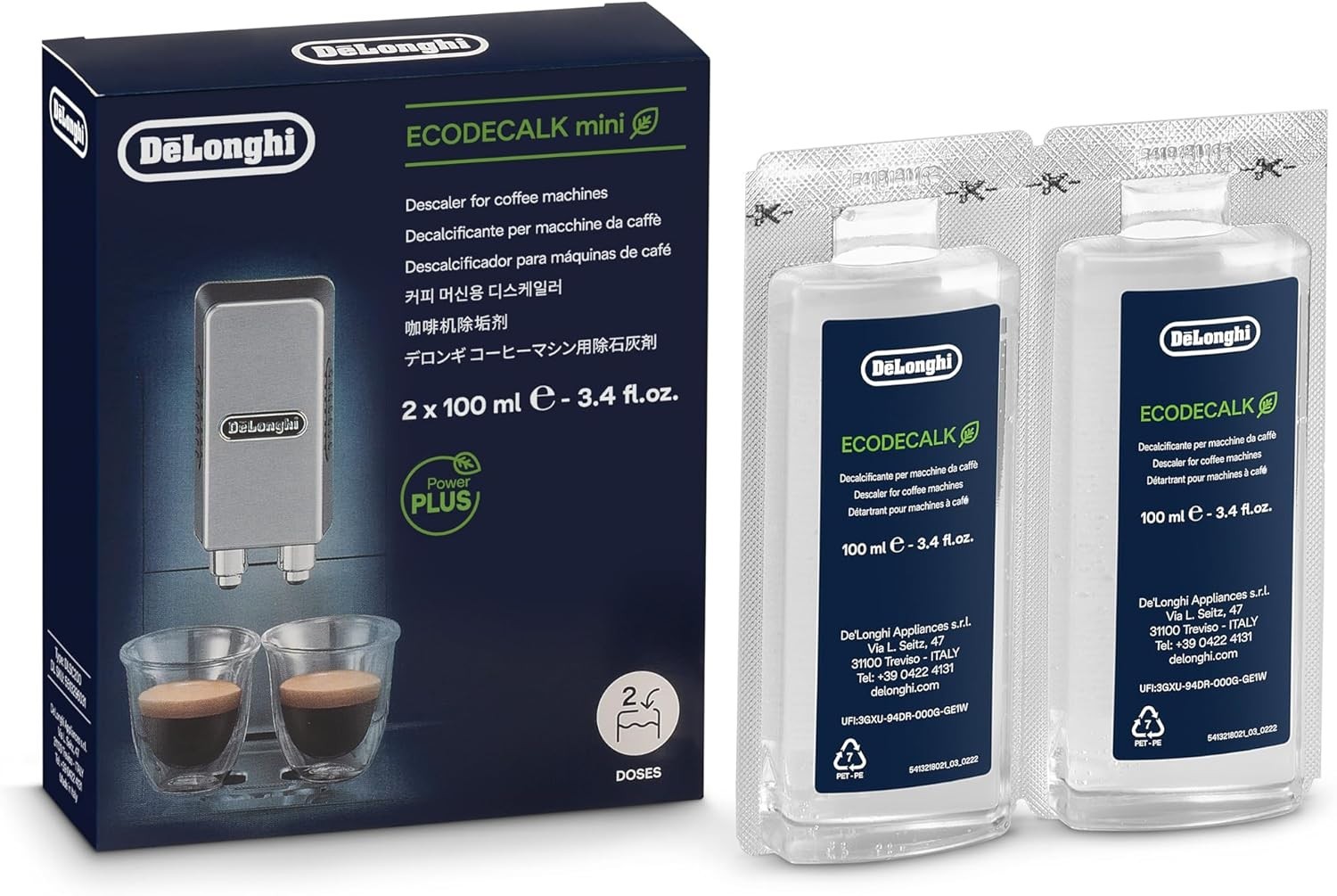 DeLonghi EcoDecalk descaler, DLSC200 2x100 ml, TORN OR OPEN BOX
