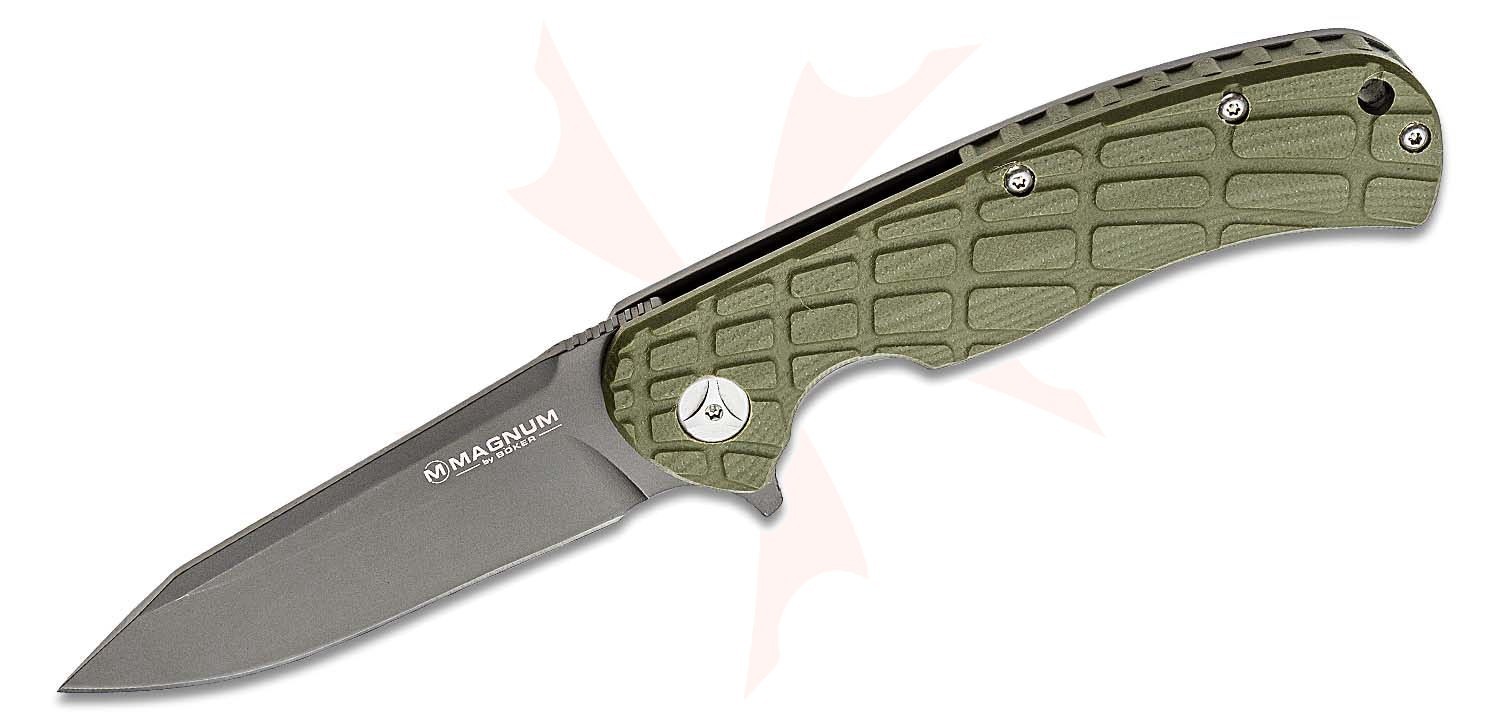 Factory Boker Magnum Foxtrot Flipper Knife Frame Lock OD Green-55% 0ff-New /Box