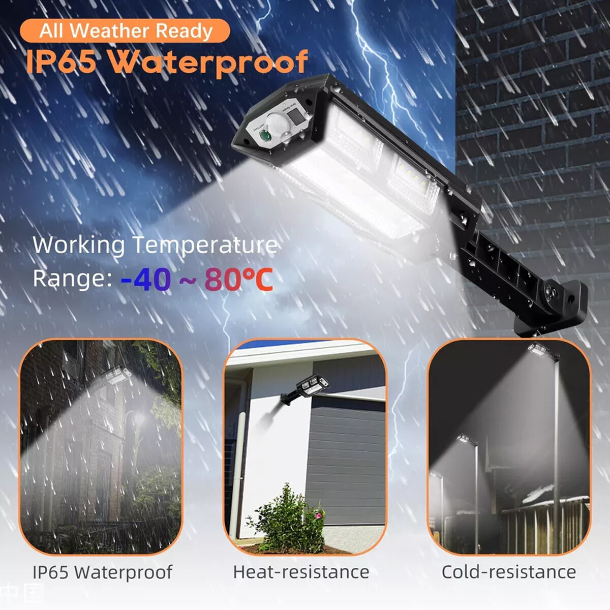 2 pcs LED Solar Flood Light Security Motion Sensor Wall Street Yard Outdoor Lamp