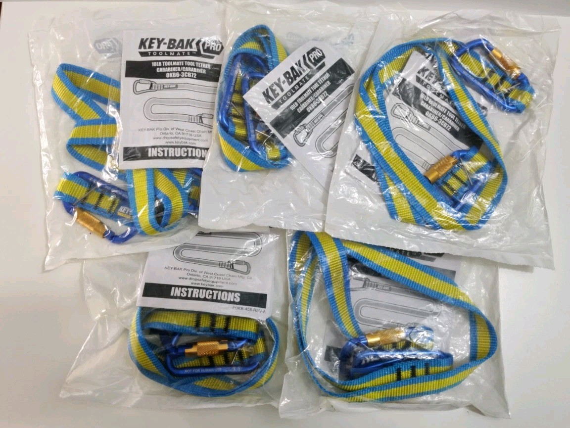 (5) KEY-BAK Pro ToolMate Lanyard 10 lb. Carabiner 36" Tool Tether