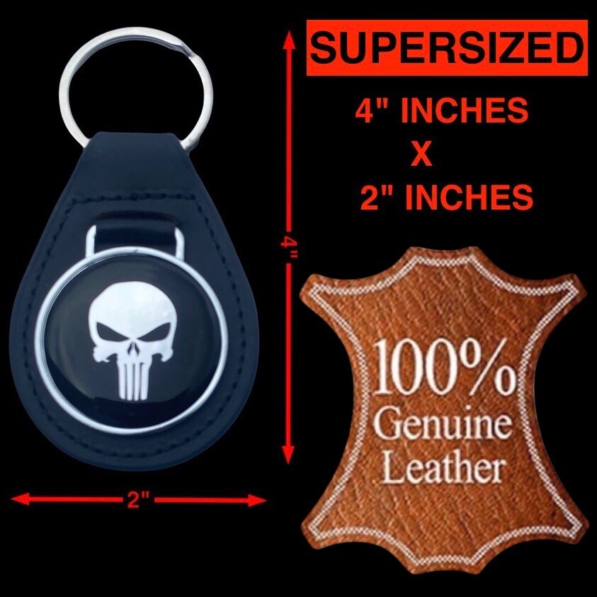 Dodge Scat-Pack Challenger Black Leather Strap Key Chain Keychain Key-Ring