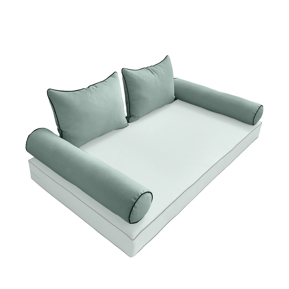 |SLIPCOVER ONLY| S4 Outdoor Bolster Cushion Covers Contrast Trim Crib AD002