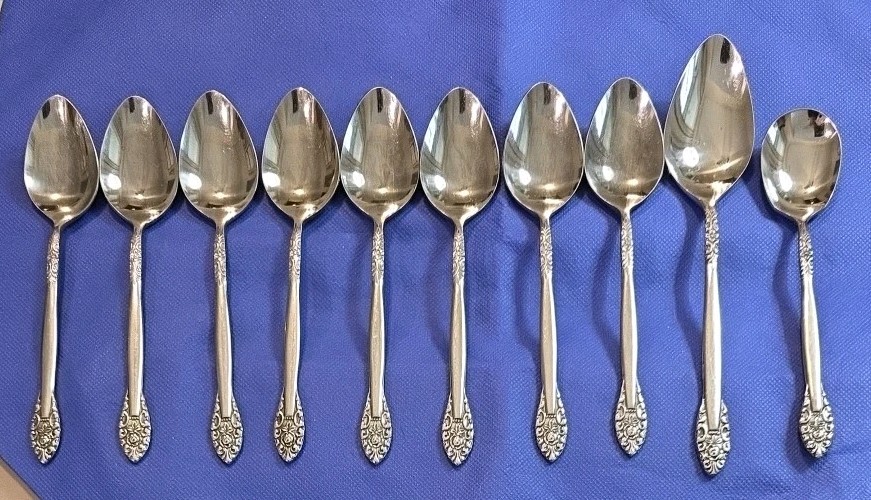 Unbranded Japan UNF231 Stainless Partial Flatware Set 10 Pieces Teaspoons soup