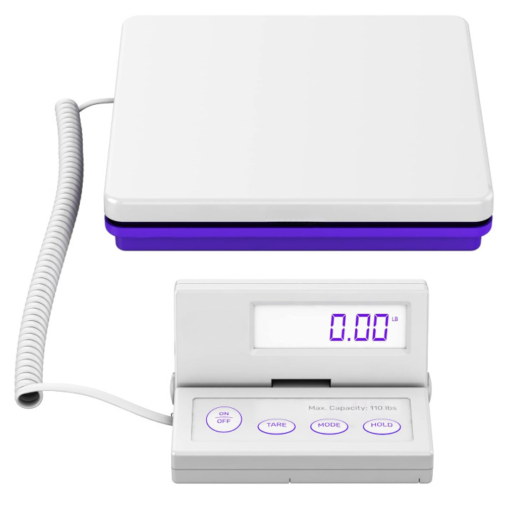 Báscula digital para envíos hasta 110 lb con función tara y adaptador AC, Nuevo