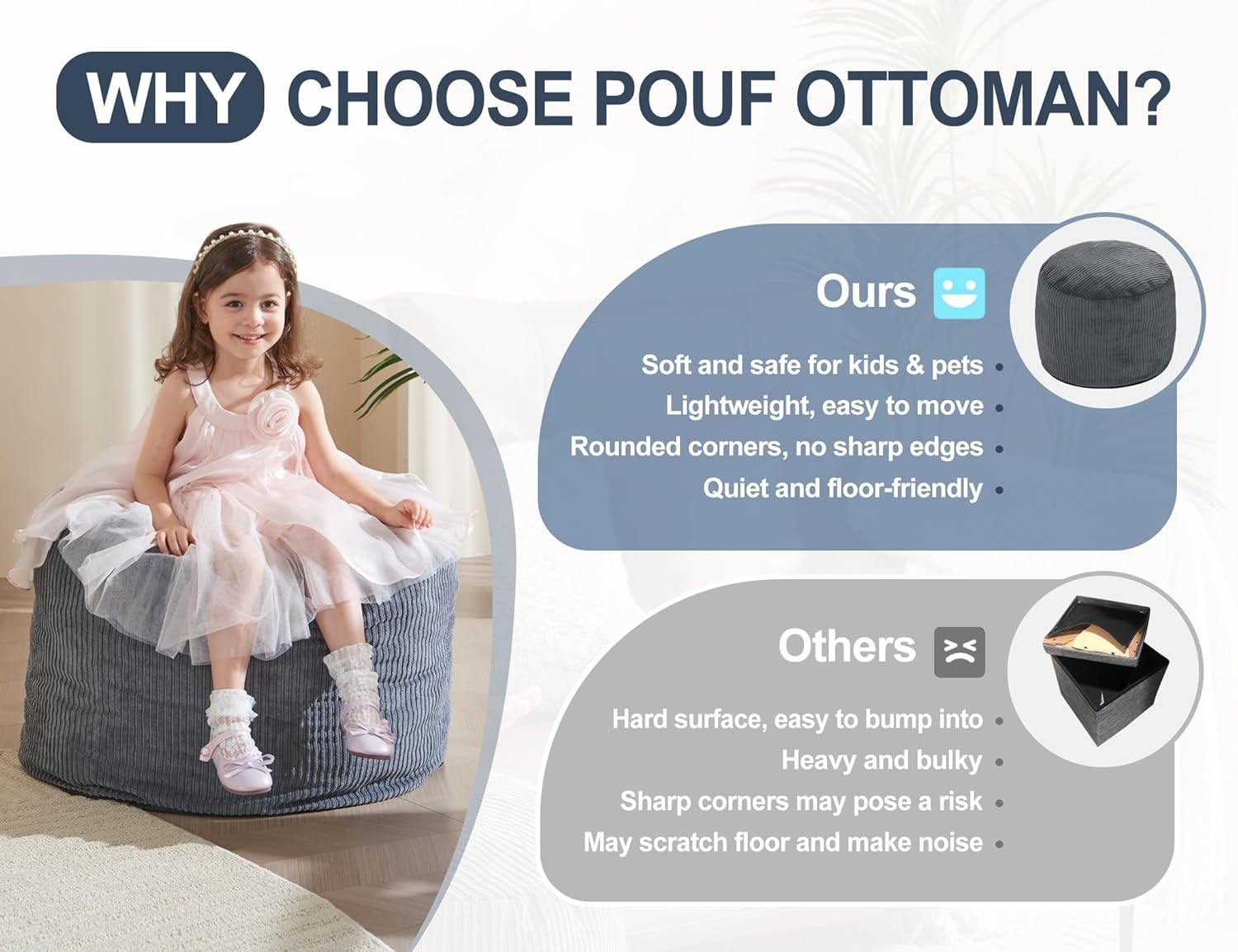 Pouf Ottoman Foot Stools Ottoman W/ Foam Small Corduroy Ottomans Living Room