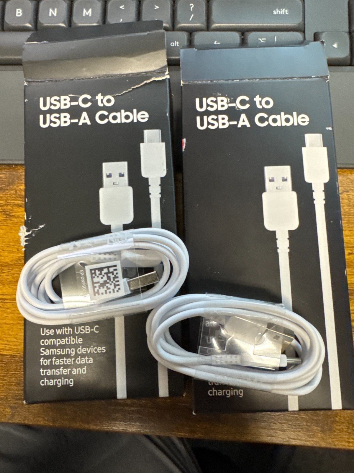 Genuine OEM Samsung USB-C to USB-A Charging Sync Cable - White 2.6ft - 2 Pack