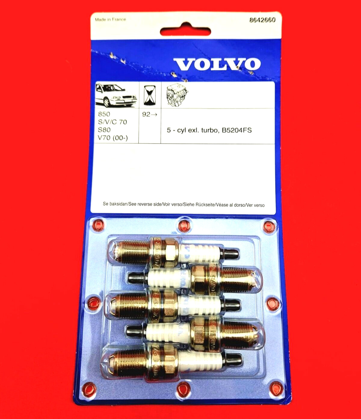 5x Genuine Volvo Spark Plugs 850, 960, C70, S40, S60, S70 S80 S90 V40 - 8642660