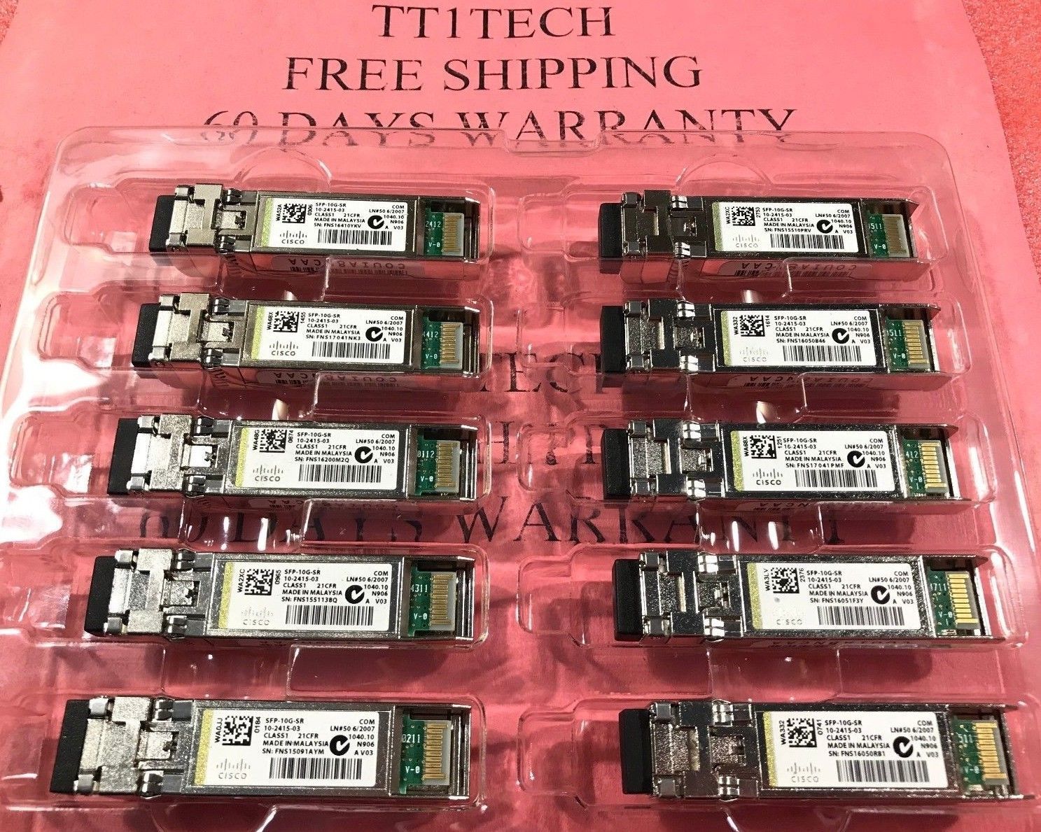 ONE Genuine Cisco SFP-10G-SR 10-2415-03 V03 SFP+ Transceiver 850nm Malaysia