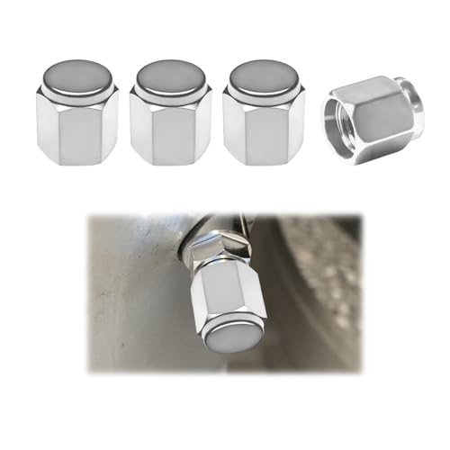 4 PCS Tire Valve Stem Caps, Anti-Leak Aluminum Alloy Tire Air Caps with Silver