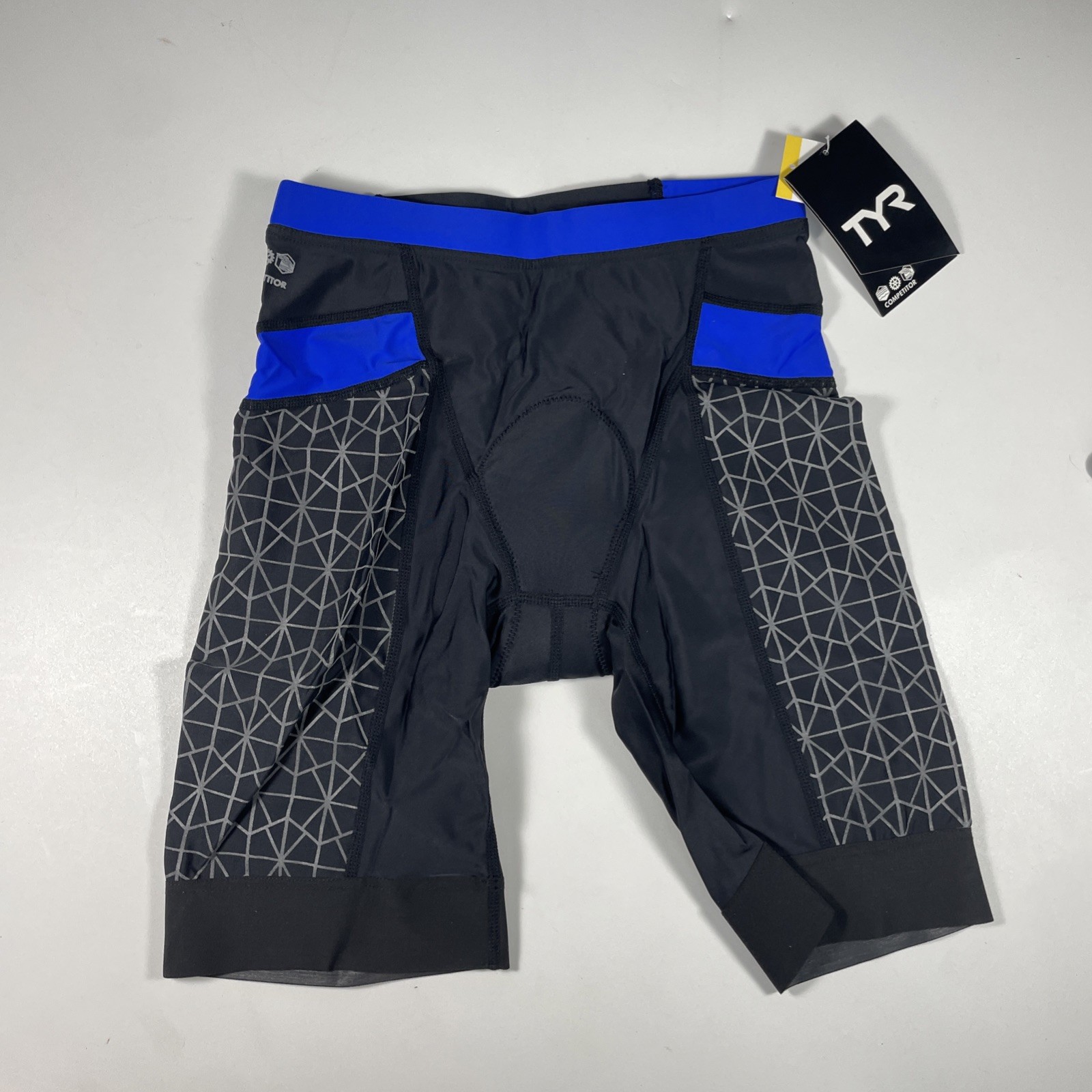 TYR Men's 9" Competitor Tri Short Black Blue XS MSRP $74.99