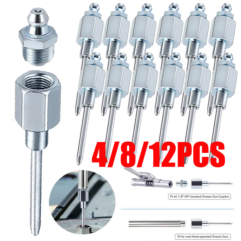 4-12PCS Grease Gun Needle Tip of The Mouth Removable Needle Nose Head Nozzle