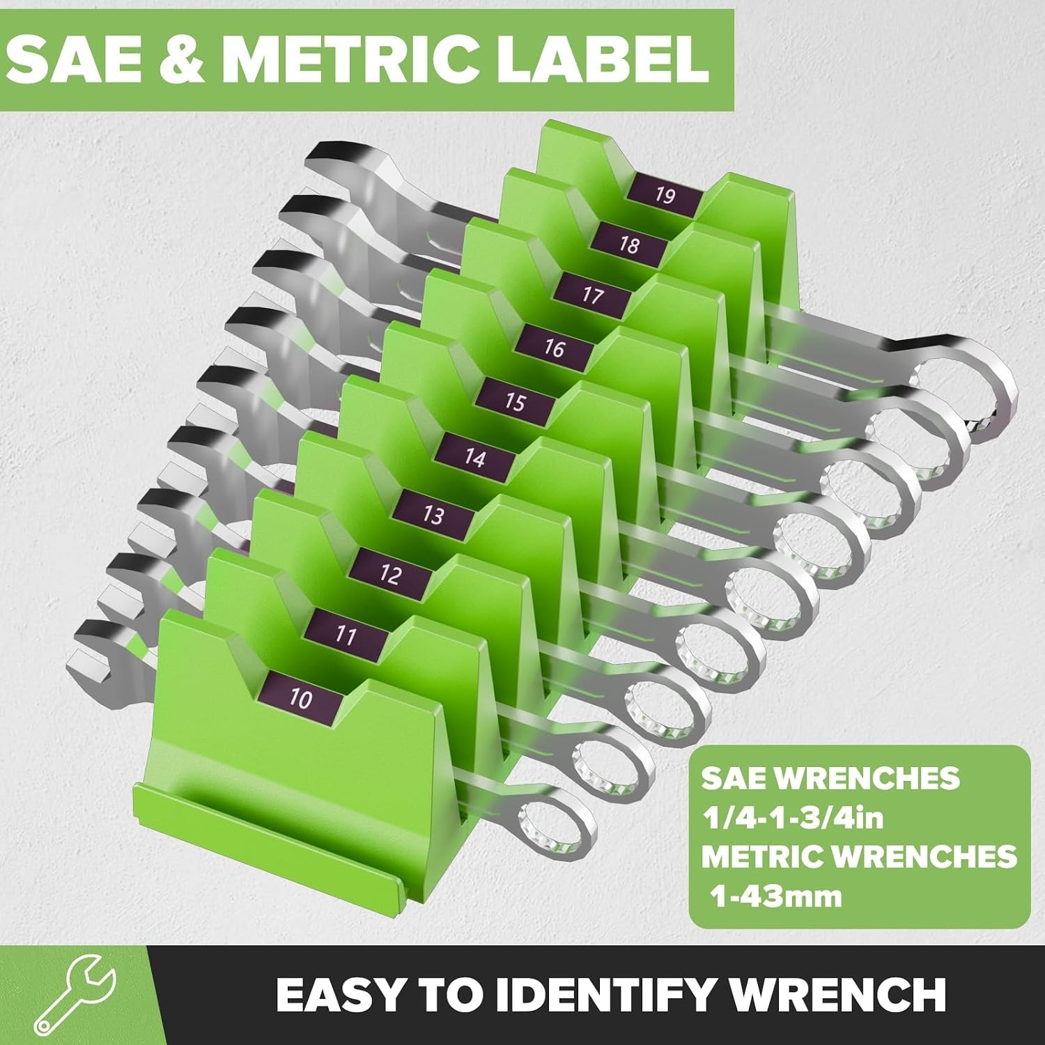 40PCS Modular Wrench Organizer Set - Stylish Green Tool Storage Solution