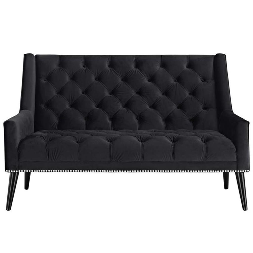 Modway Peruse Modern Style Performance Velvet Loveseat in Black