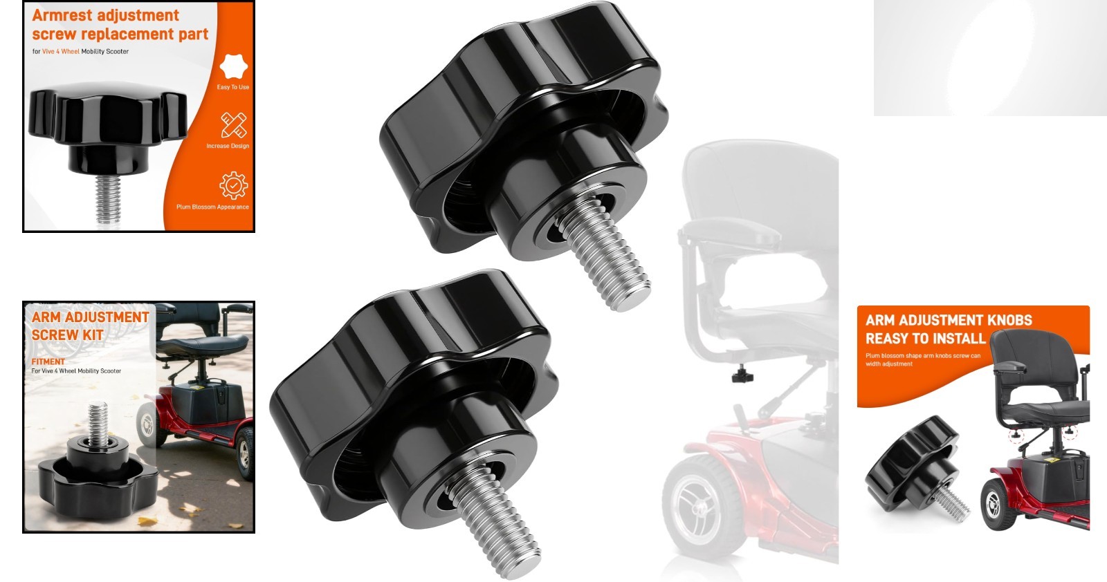 Lightweight Replacement Arm Adjustment Knobs for Mobility Scooter Comfort