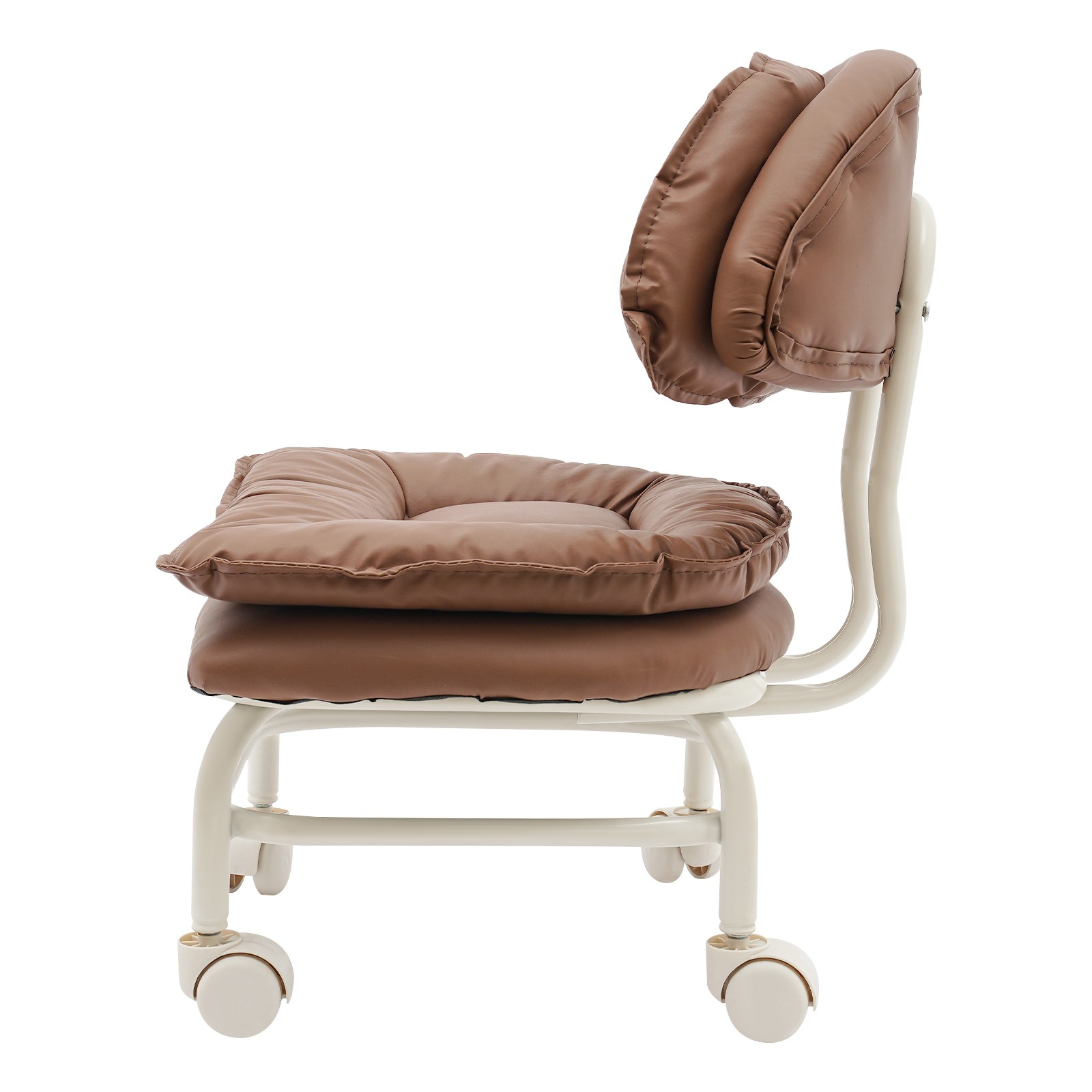Rolling Stool with Back Rest, Heavy Duty Rolling Stool, Brown Roller Chair