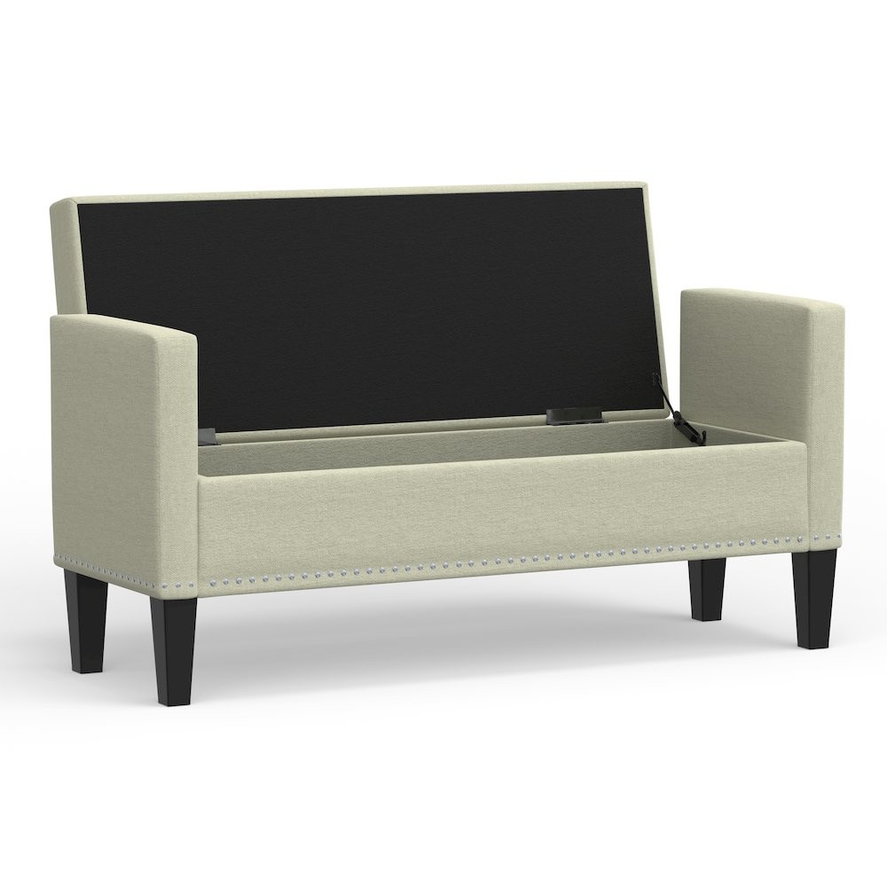 51.25" Storage Bench with Nailhead Trim - Beige