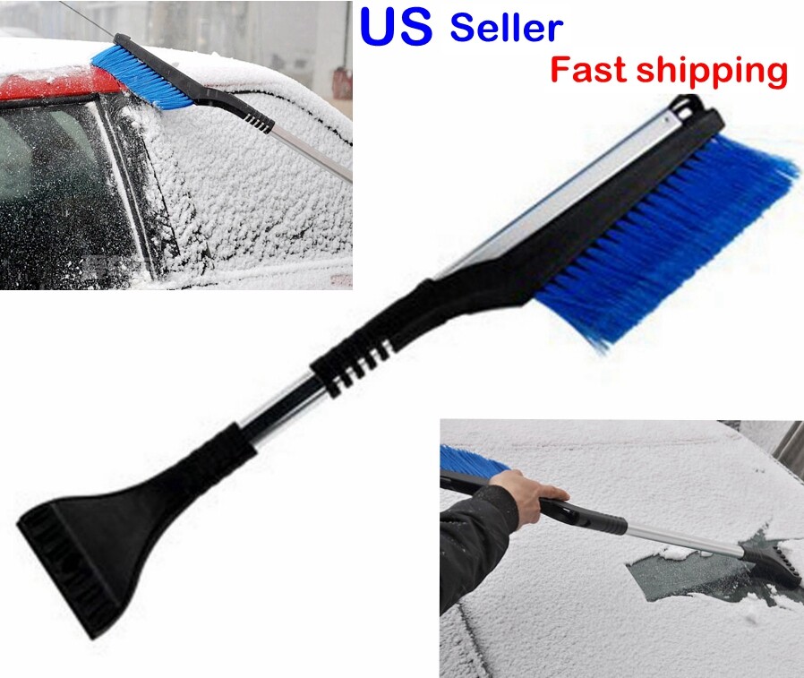 34'' Ice Scraper with Brush Car Windshield Snow Removal Frost Telescoping Broom