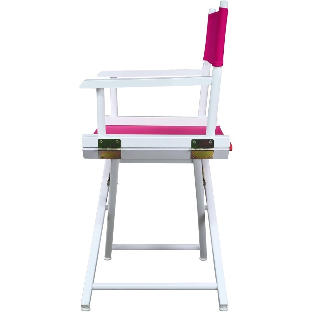 Director Chair 18 Inch Classic Height White Frame Magenta Canvas Portable