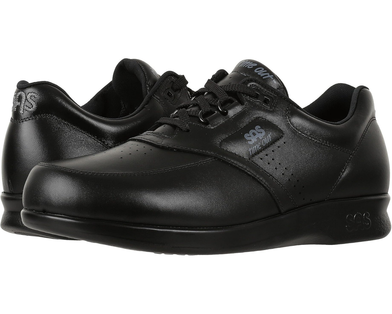 Men's SAS Time Out Lace Up Comfort Walking Shoes 0092-013 Black Leather Made USA