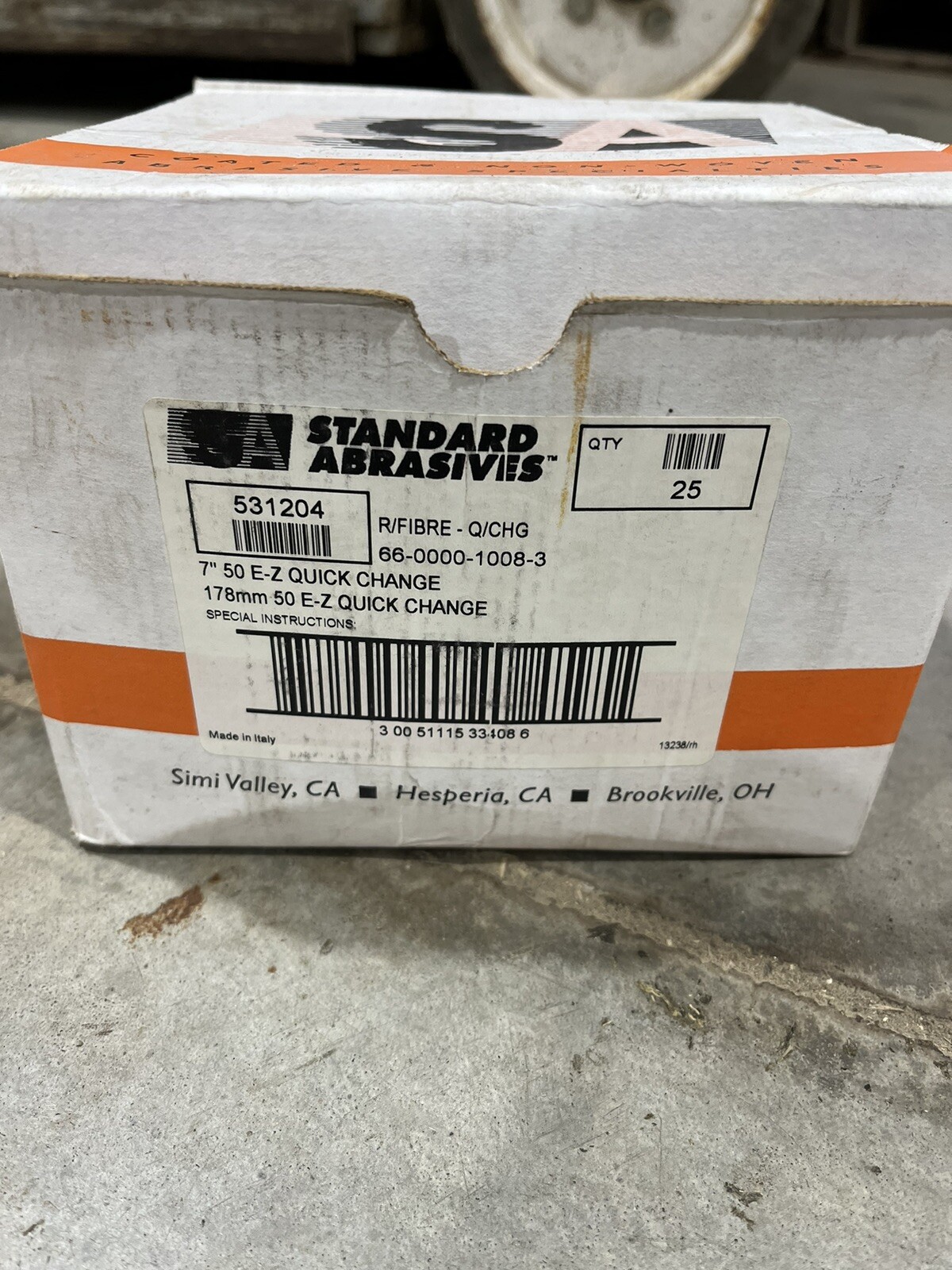 Standard Abrasives E-Z Quick Change Hub 7" 50 grit  531204 NEW
