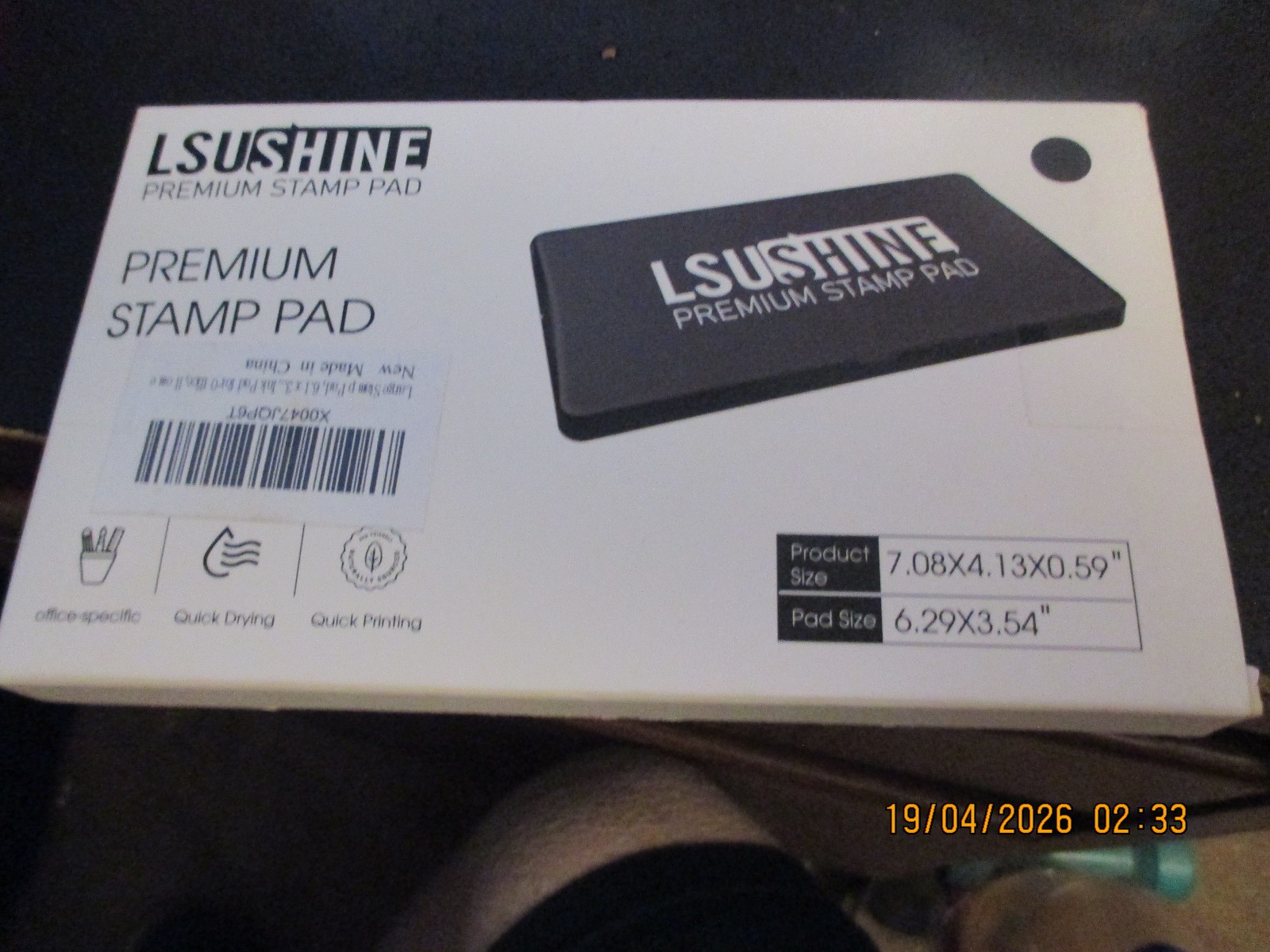 Large Stamp Pad 6.2 X 3.5 Inch Black Ink Pad Premium Quality Felt Pad Rubber New