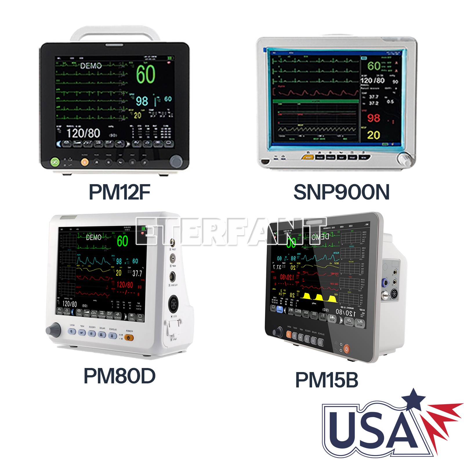 8''/12''/15.6'' Portable Patient Monitor Vital Sign Monitor ECG NIBP SPO2 PR