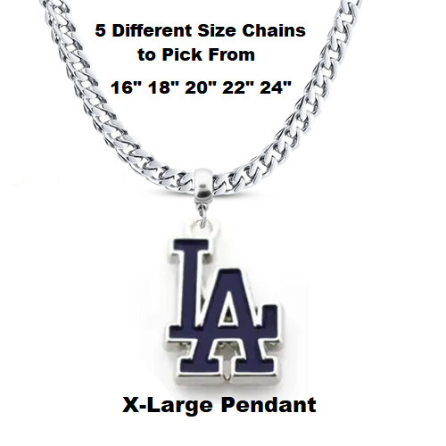 Los Angeles Dodgers X-Large Team Logo Pendant Necklace W/Stainless-Steel Chain