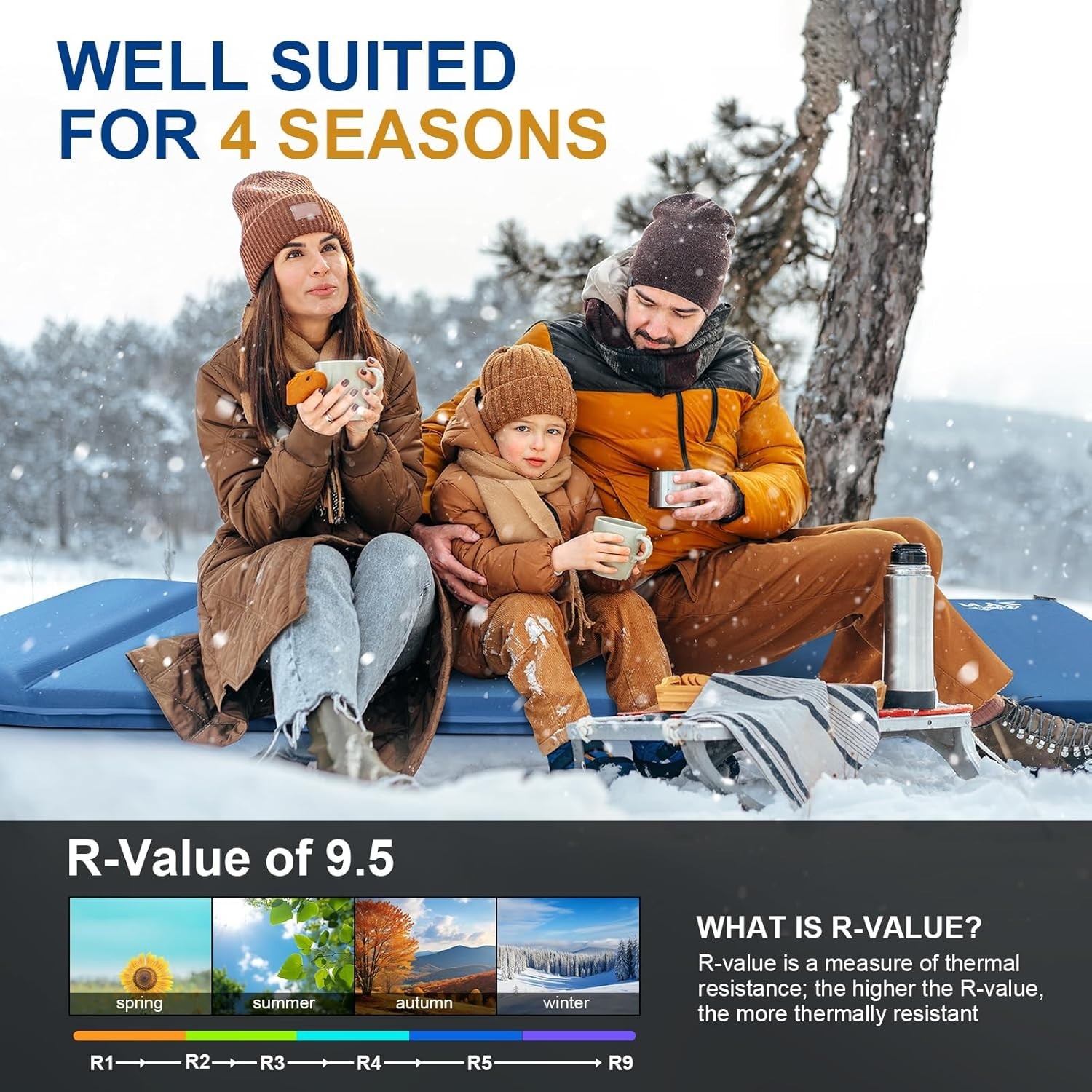 Self Inflating Sleeping Pad Camping 3.1" Ultra-Thick Memory Foam Camping