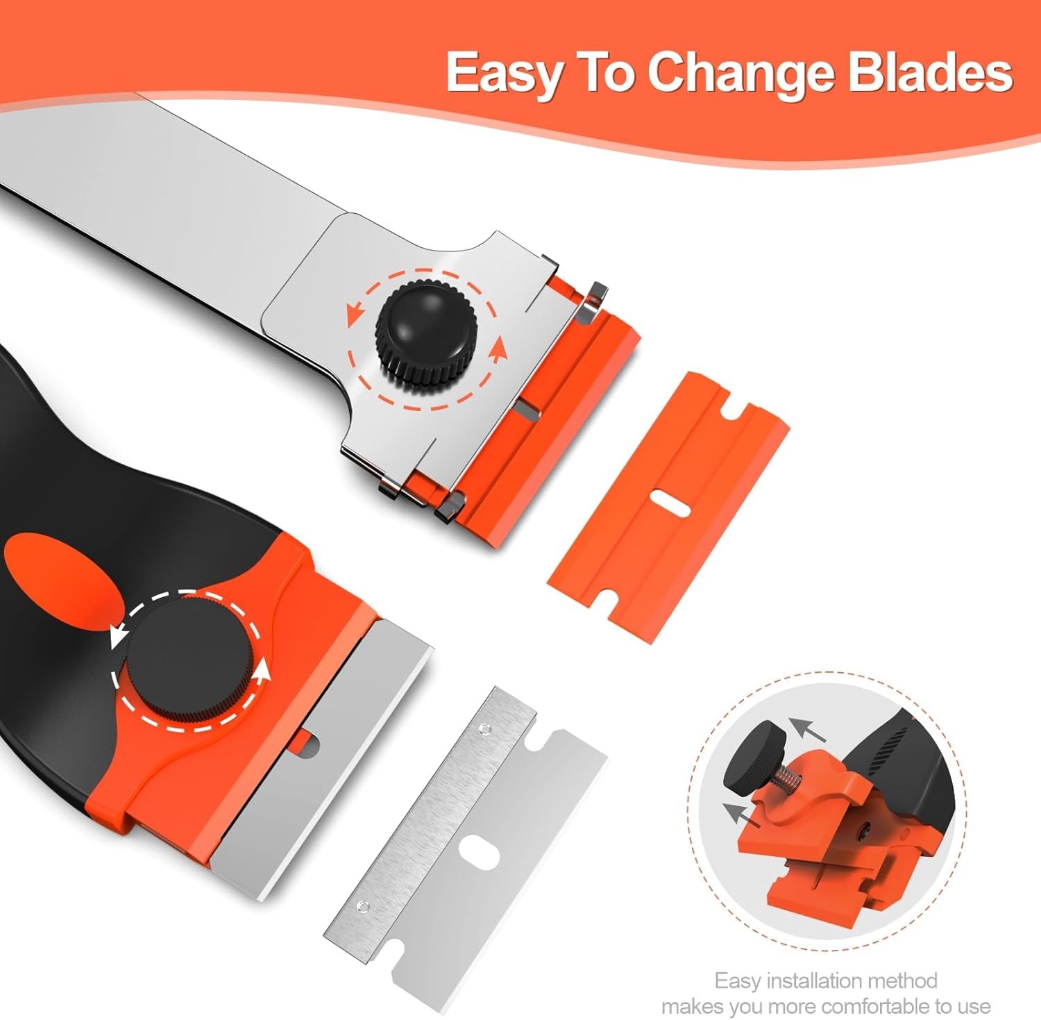 3 Pack Razor Blade Scraper Set, Includes 30 Plastic & 30 Metal Blades, Multi-Pur