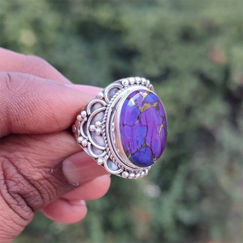 925 Sterling Silver Women Ring With Solid Handmade Gemstone