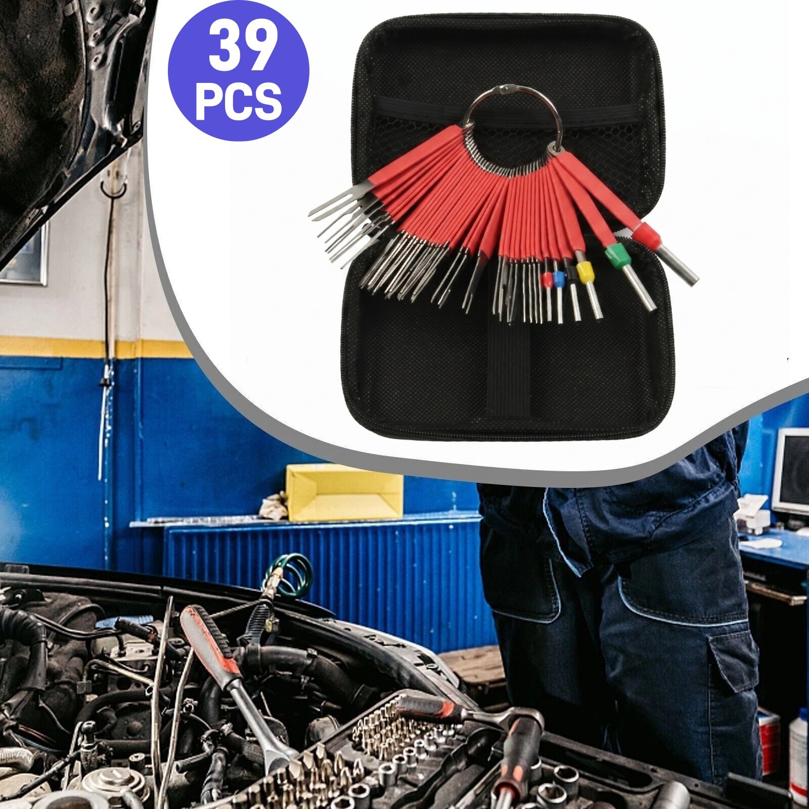 39PCS/Set Auto Terminal Pin Removal Tool Kit Wiring Harness Connector Depinning