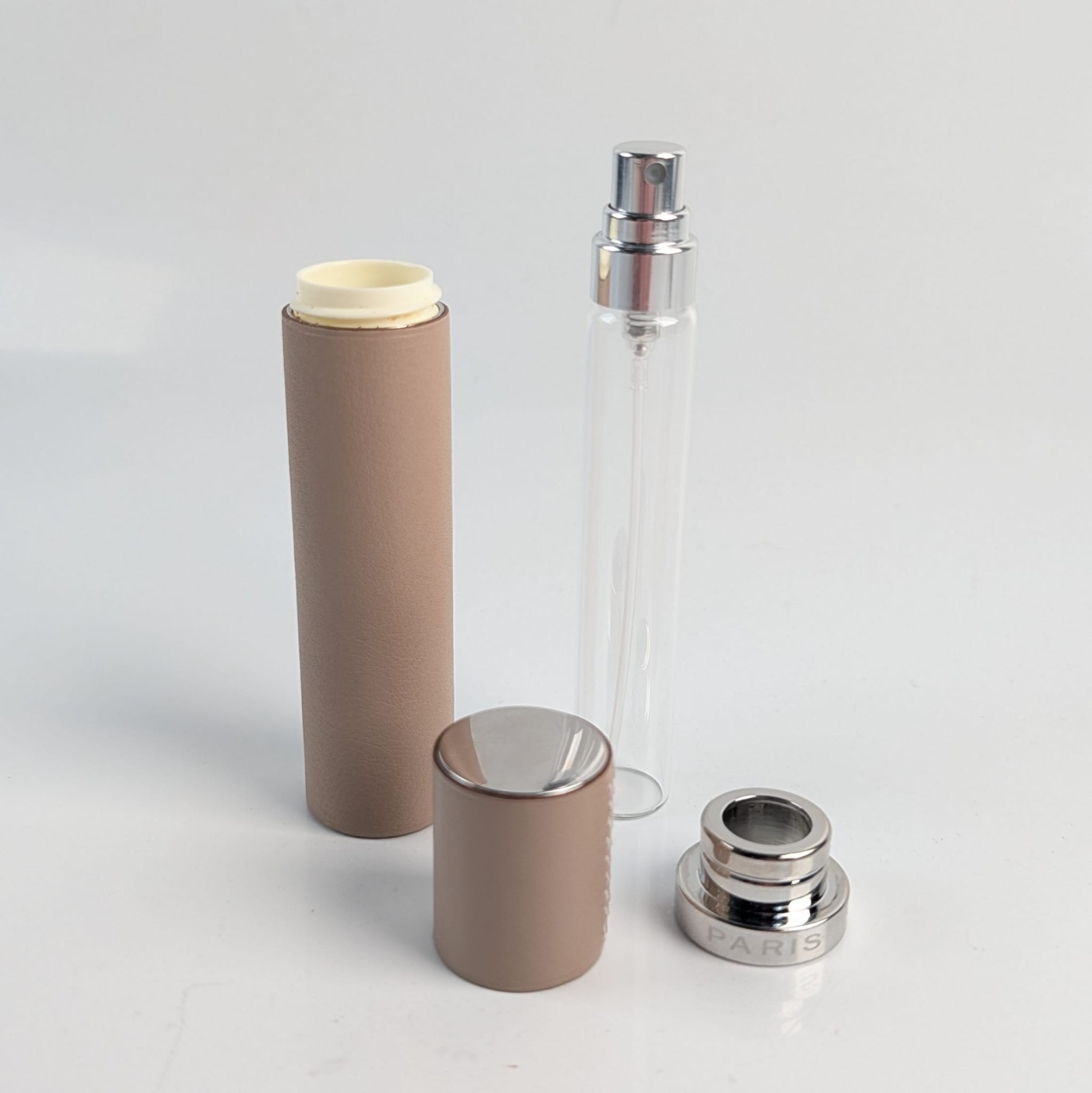 New HERMES Refillable Atomizer Perfume Leather Case Accessory Etoupe Beige