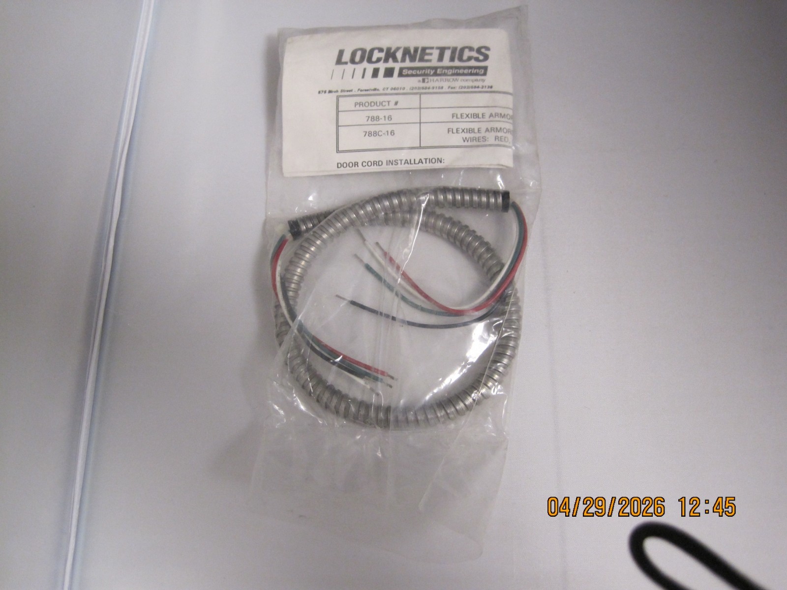Locknetics 788-16 Flexible armored Door Cord