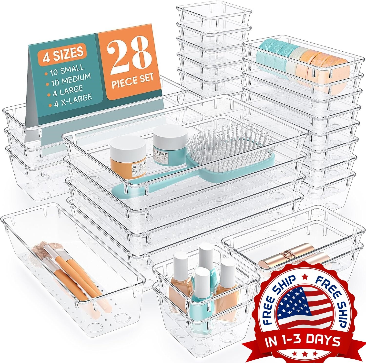Bandejas Organizadoras para Maquillaje Joyas Utensilios de Cocina 28 Piezas NEW