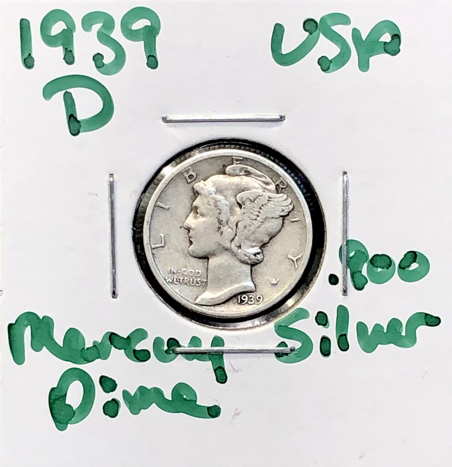 1939-D Mercury Dime - Denver Mint - .900 Silver Coin VF - C