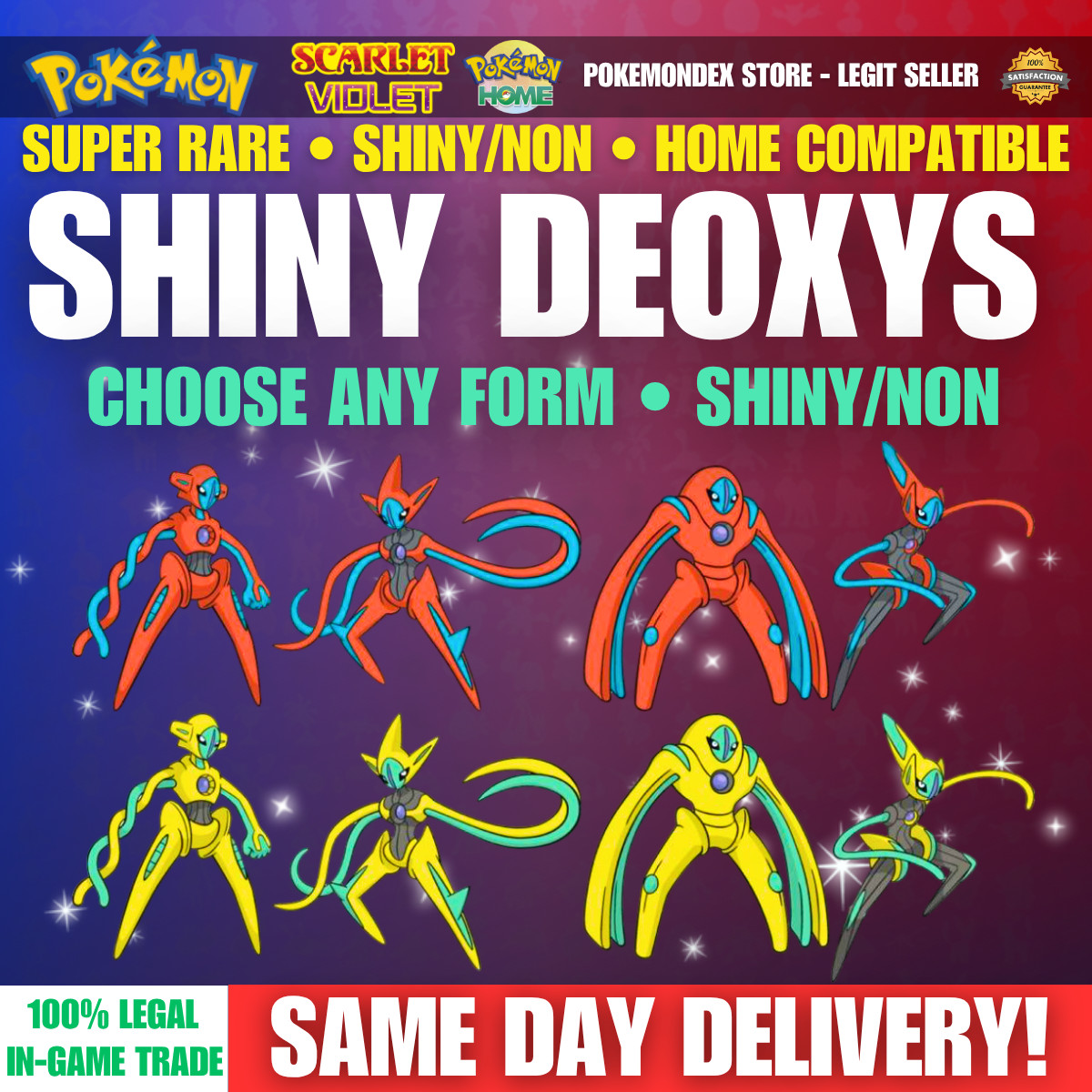 Pokemon SCARLET & VIOLET ✨ SHINY DEOXYS ⭐️ ALL 4 FORMS ⭐️  FAST🚀 LVL 100.
