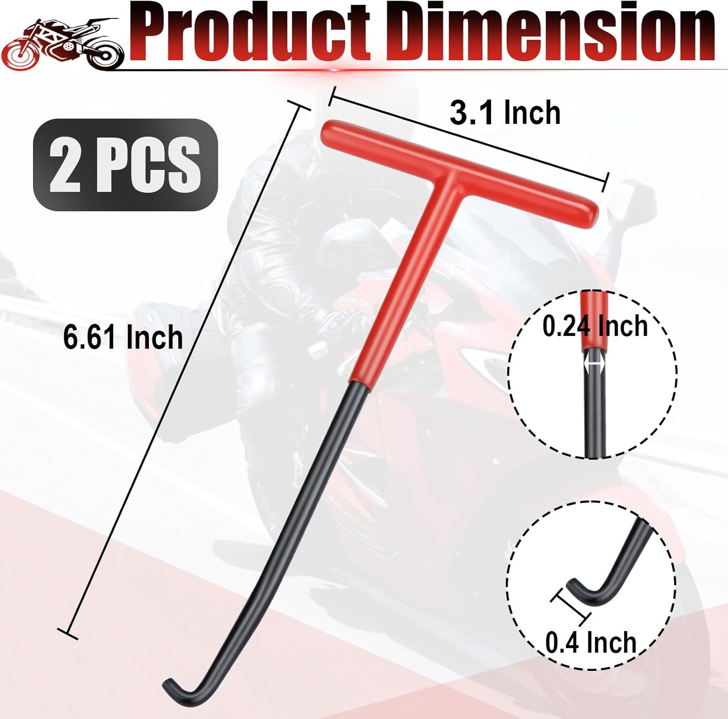 2 PCS Exhaust Spring Puller Tool, Motorcycle Exhaust Spring Hook, T Shaped Handl