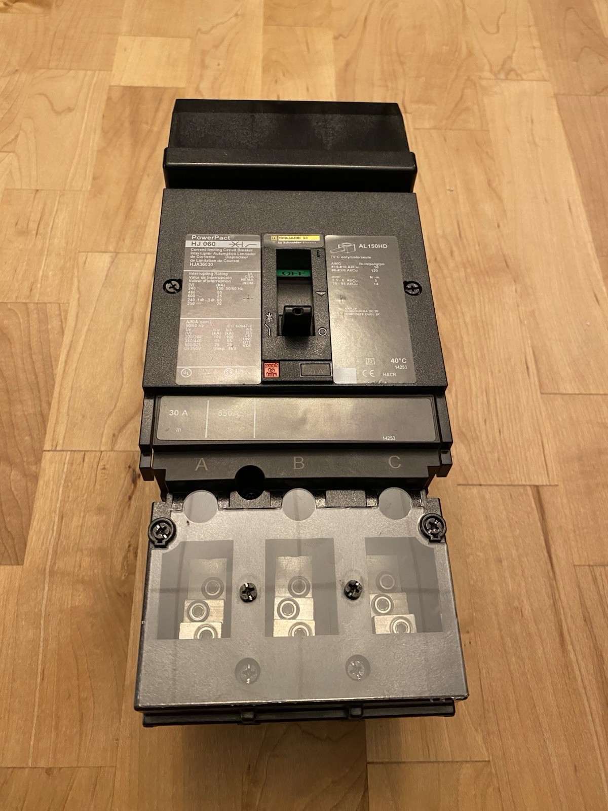 Square D HJA36030 I-Line Breaker 3 Pole 30 Amp W/ Extended Lugs Unused Takeout