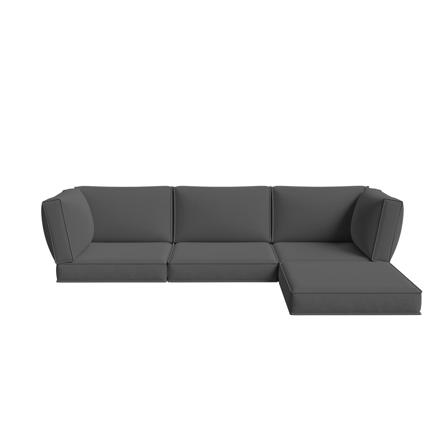 4-Person Dark Gray Outdoor Sectional Sofa Cushions, Waterproof Polyester