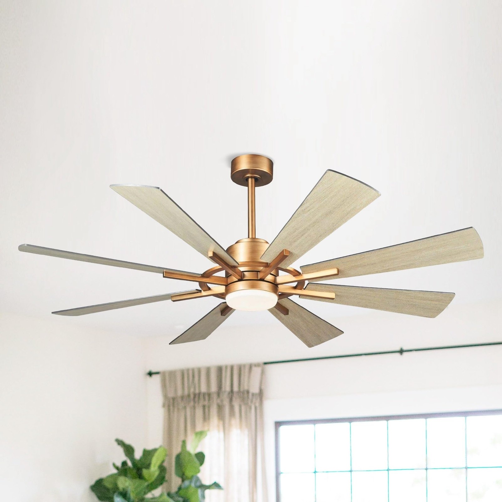 Parrot Uncle 60" Reversible 8-Blade Farmhouse Windmill Ceiling Fan Light Remote