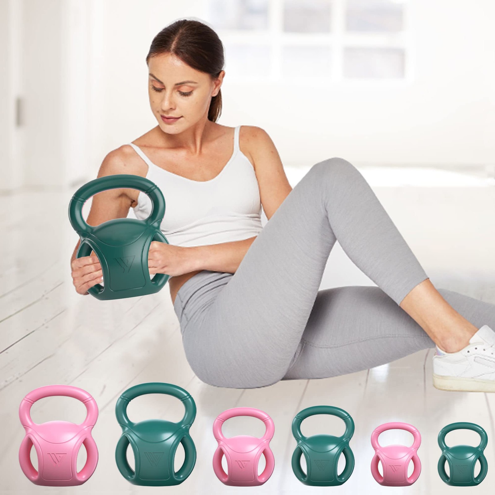 RUNWE 3 Handle Kettlebells Weight - Weight for Women Options 5, 10, 15 and 20 LB